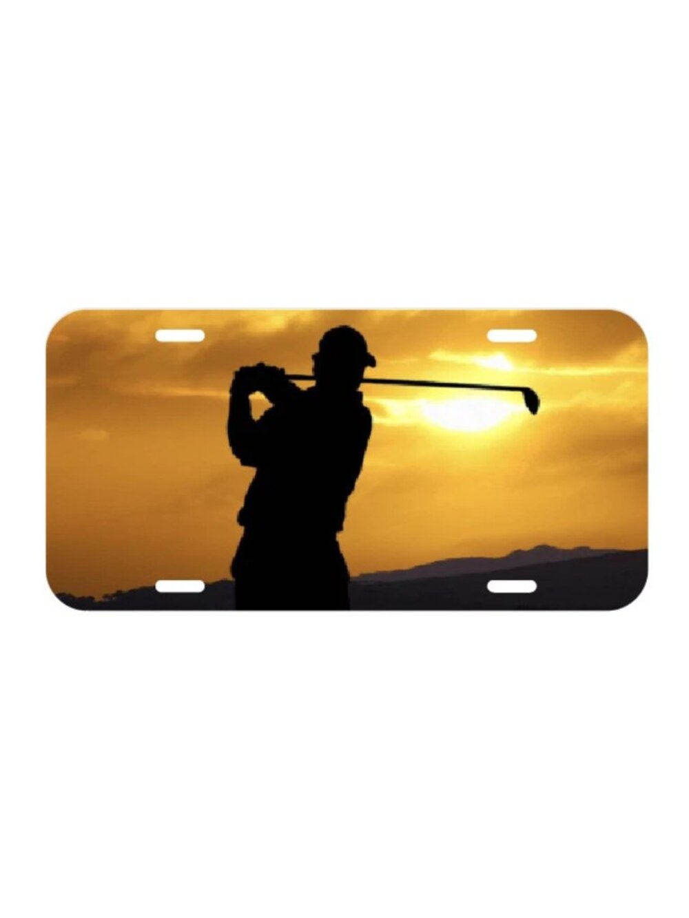 Golf Vehicle License Plate Auto Tag Plate Golfer Golf club Course Sunset Sign